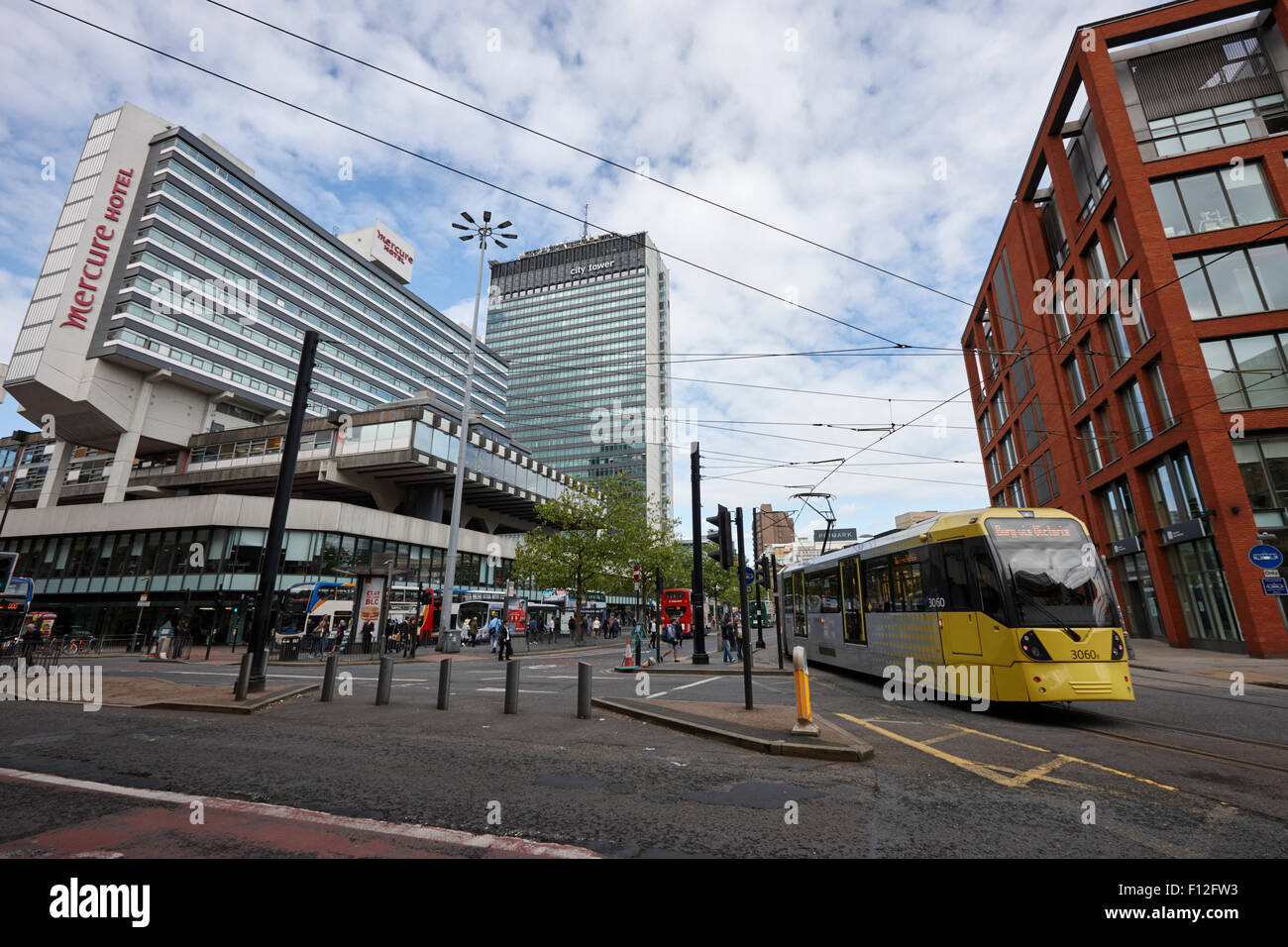 piccadilly gardens and Manchester city centre uk Stock Photo