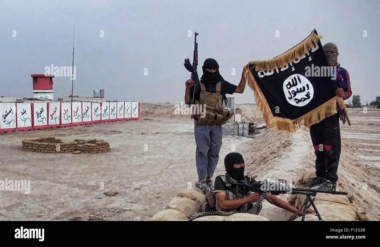 Islamic State of Iraq and the Levant fighters shown in propaganda photos released by the militants. Stock Photo
