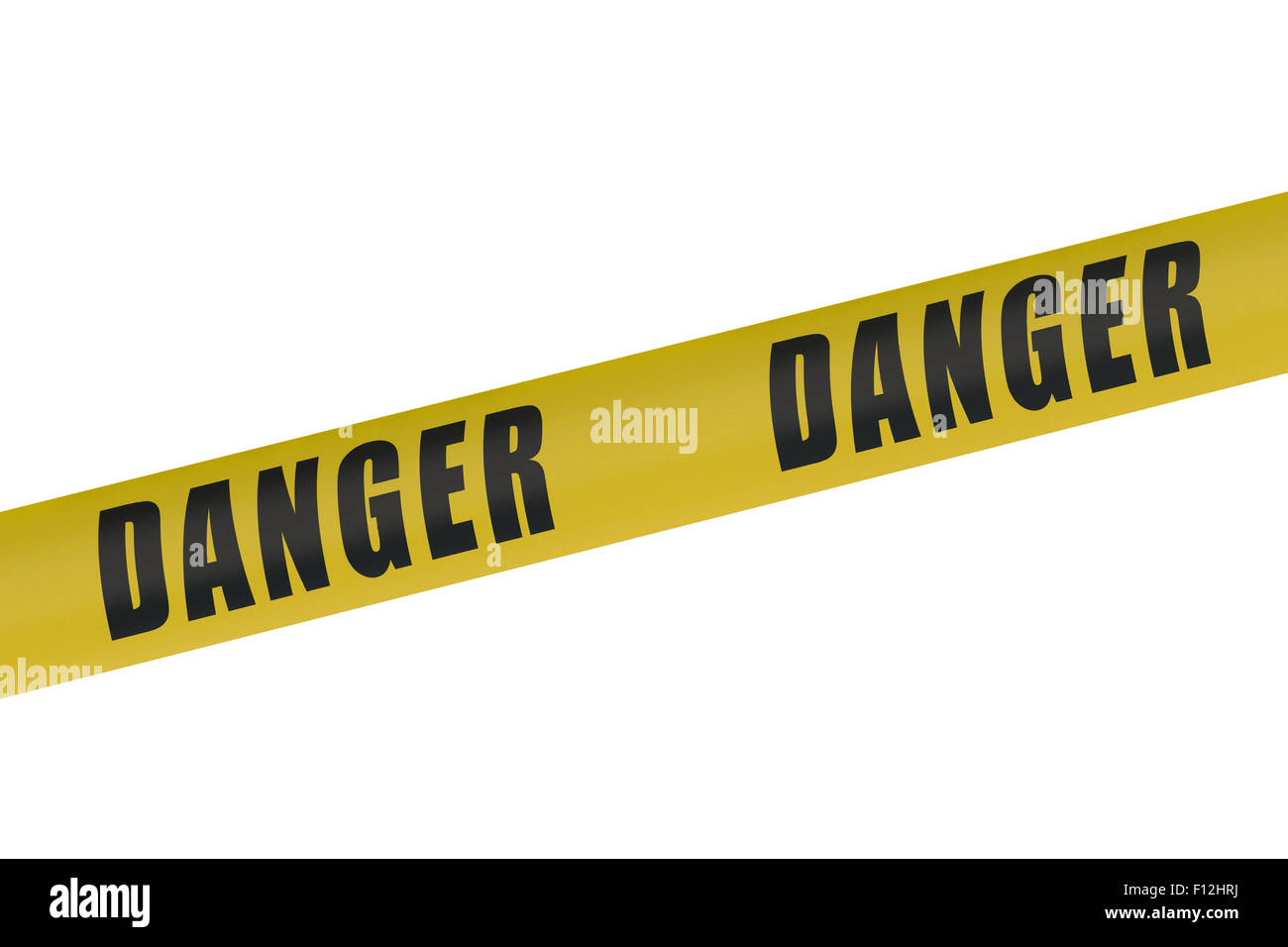 Danger Yellow Tape isolated on white background Stock Photo