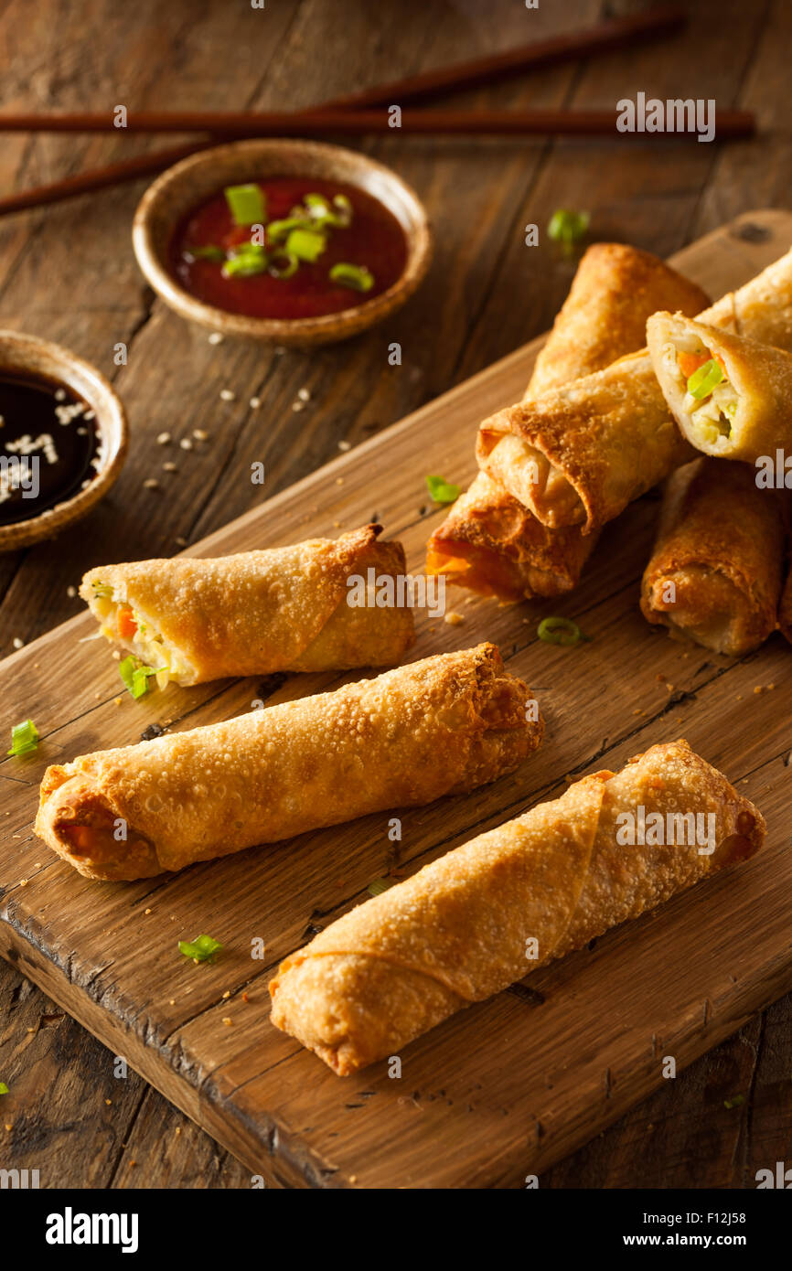 Homemade Fried Pork EggRolls with Dipping Sauces Stock Photo Alamy