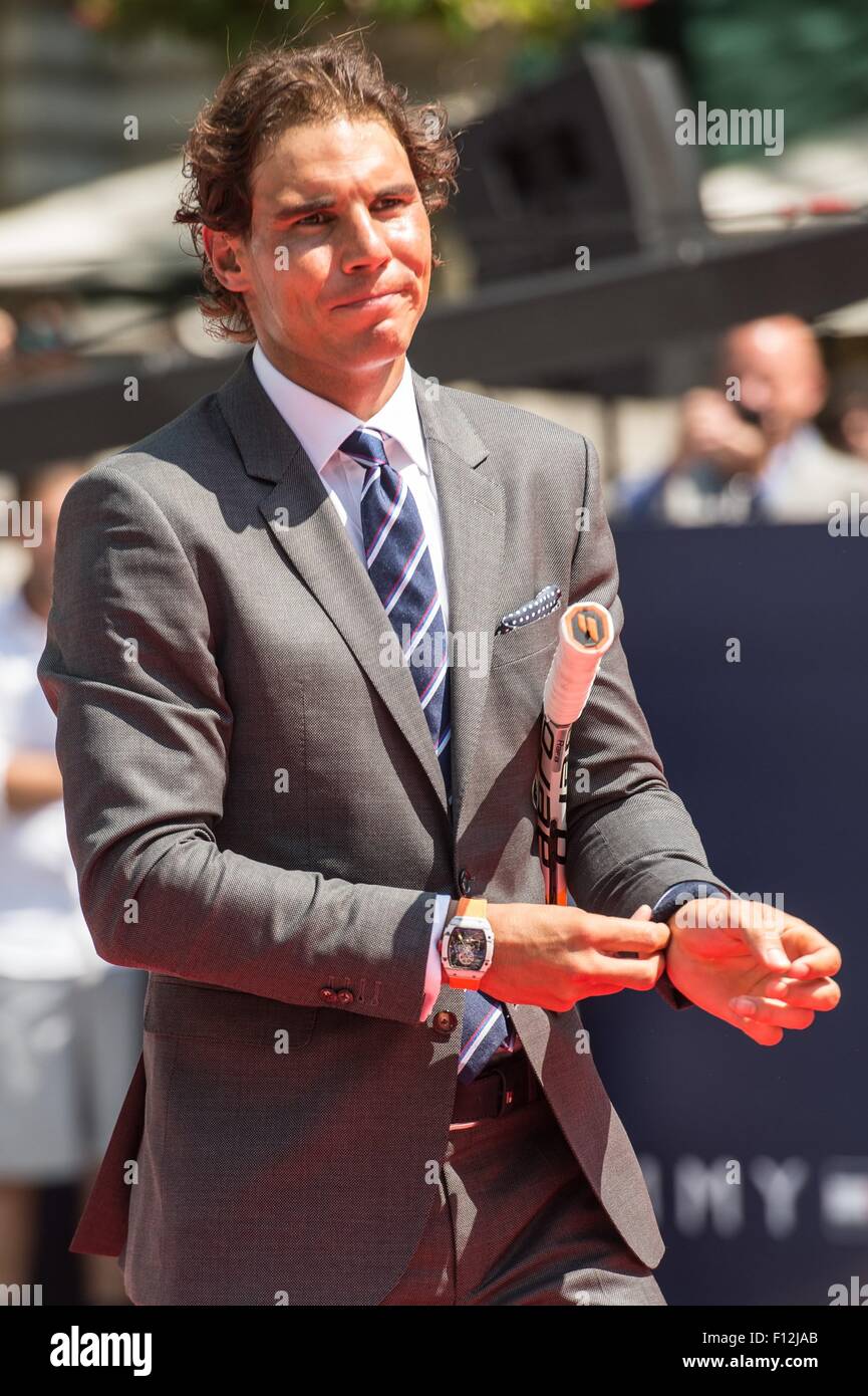 New York, NY, USA. 25th Aug, 2015. Rafael Nadal, wearing Richard Mille RM  27-02 Tourbillon at the press conference for Tommy Hilfiger Launch New  Global Underwear, Fragrance and Tailored Collections, Bryant Park