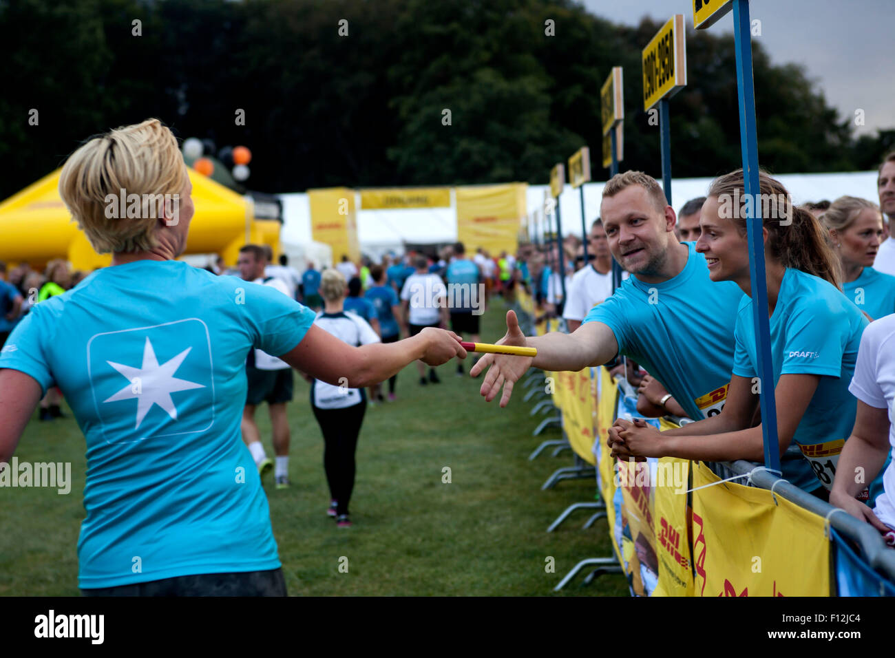 Copenhagen, Denmark, August 25th, 2015. Runner (L) from Maersk ...