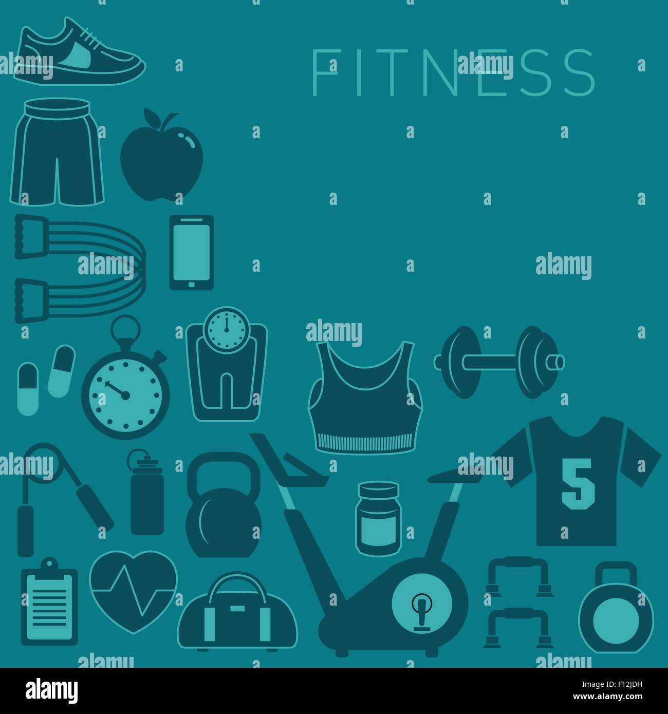 Sports Background with Fitness Icons for Print or Web Stock Vector ...