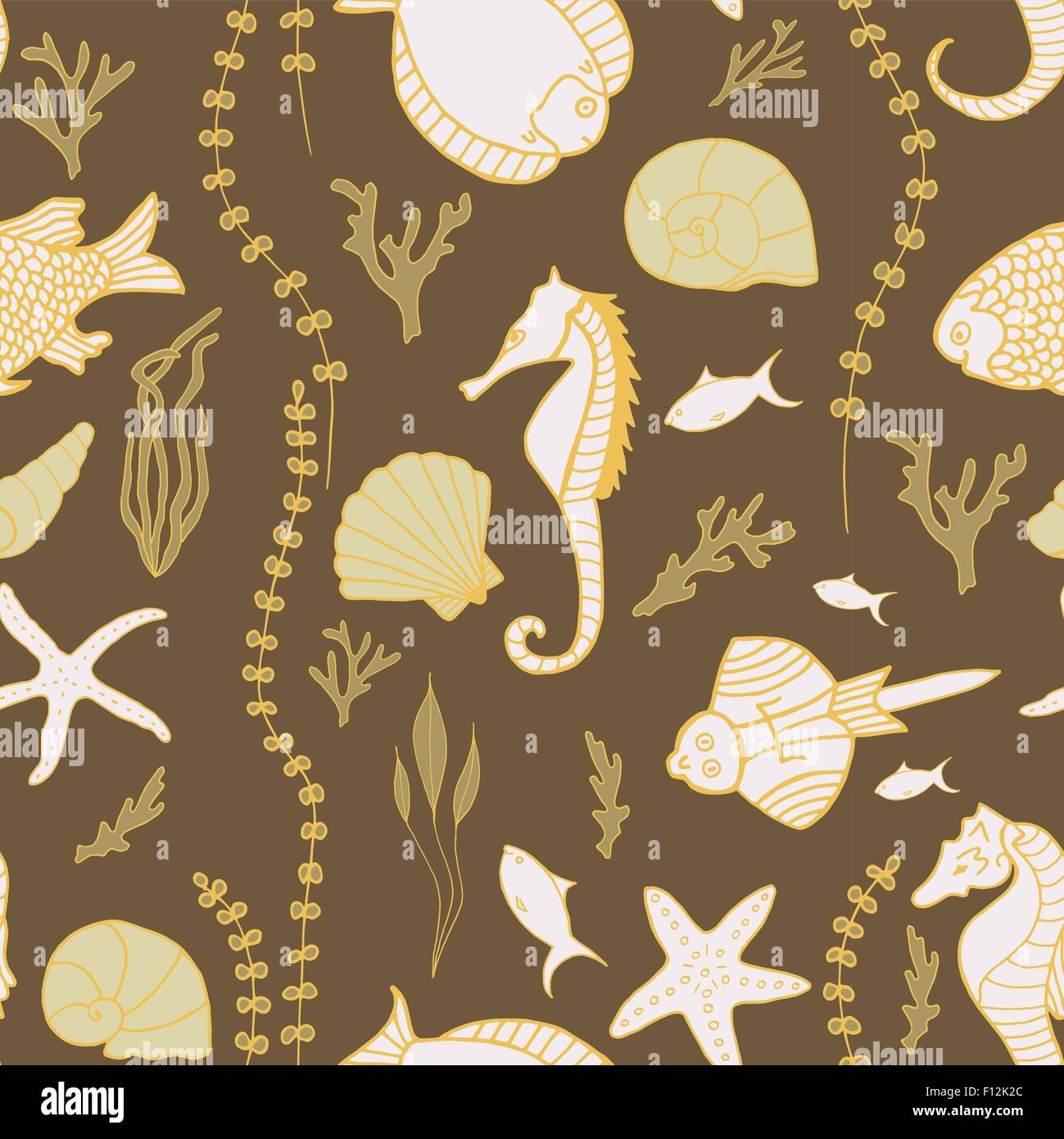 Seamless pattern with hand drawn fishes Stock Vector Image & Art - Alamy