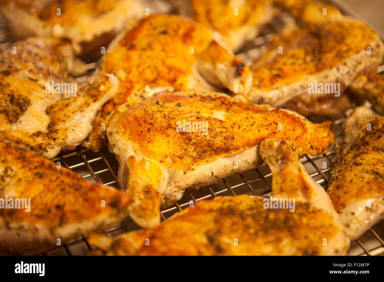 cooked chicken at Members’ Dinner at Roblar Winery, Santa Ynez Valley, California Stock Photo