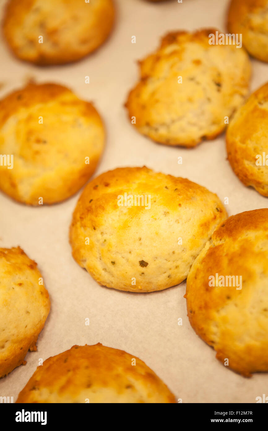 biscuits prepared for dinner, Members’ Dinner at Roblar Winery, Santa Ynez Valley, California Stock Photo