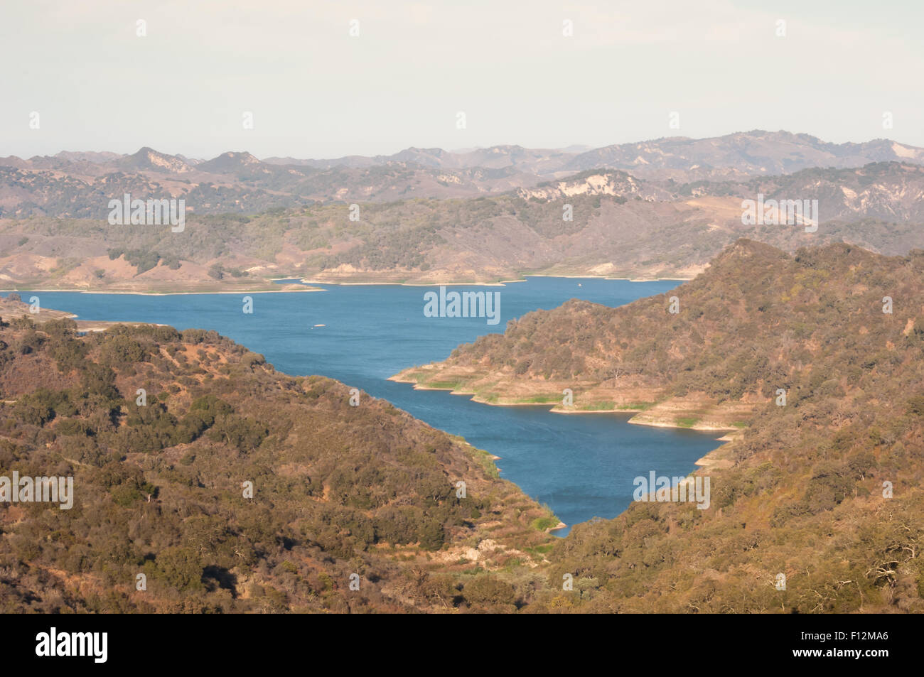 Elevated view of Lake Casitas with low water level Stock Photo
