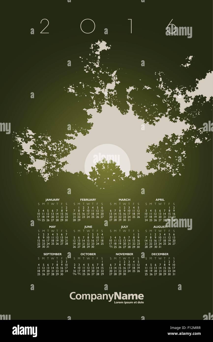 16 Creative Woods Calendar For Print Or Website Stock Vector Image Art Alamy