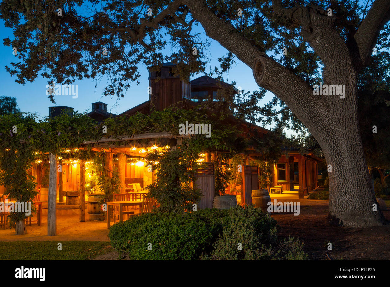 patio and arbor, Roblar Winery, Santa Ynez Valley, California Stock Photo