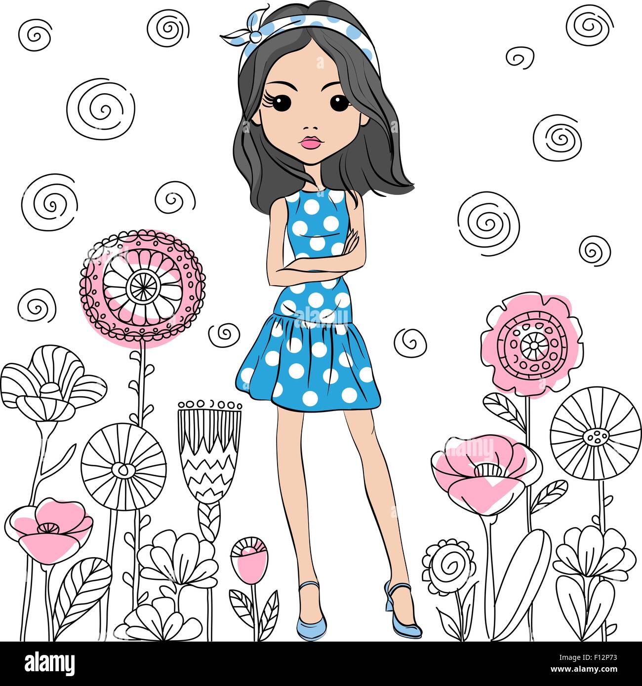Vector fashion cute happy girl Stock Vector Image & Art - Alamy