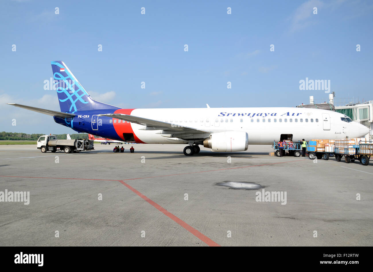 Indonesian Airlines, Sriwijaya Air with twin jet Boeing 737 Stock Photo