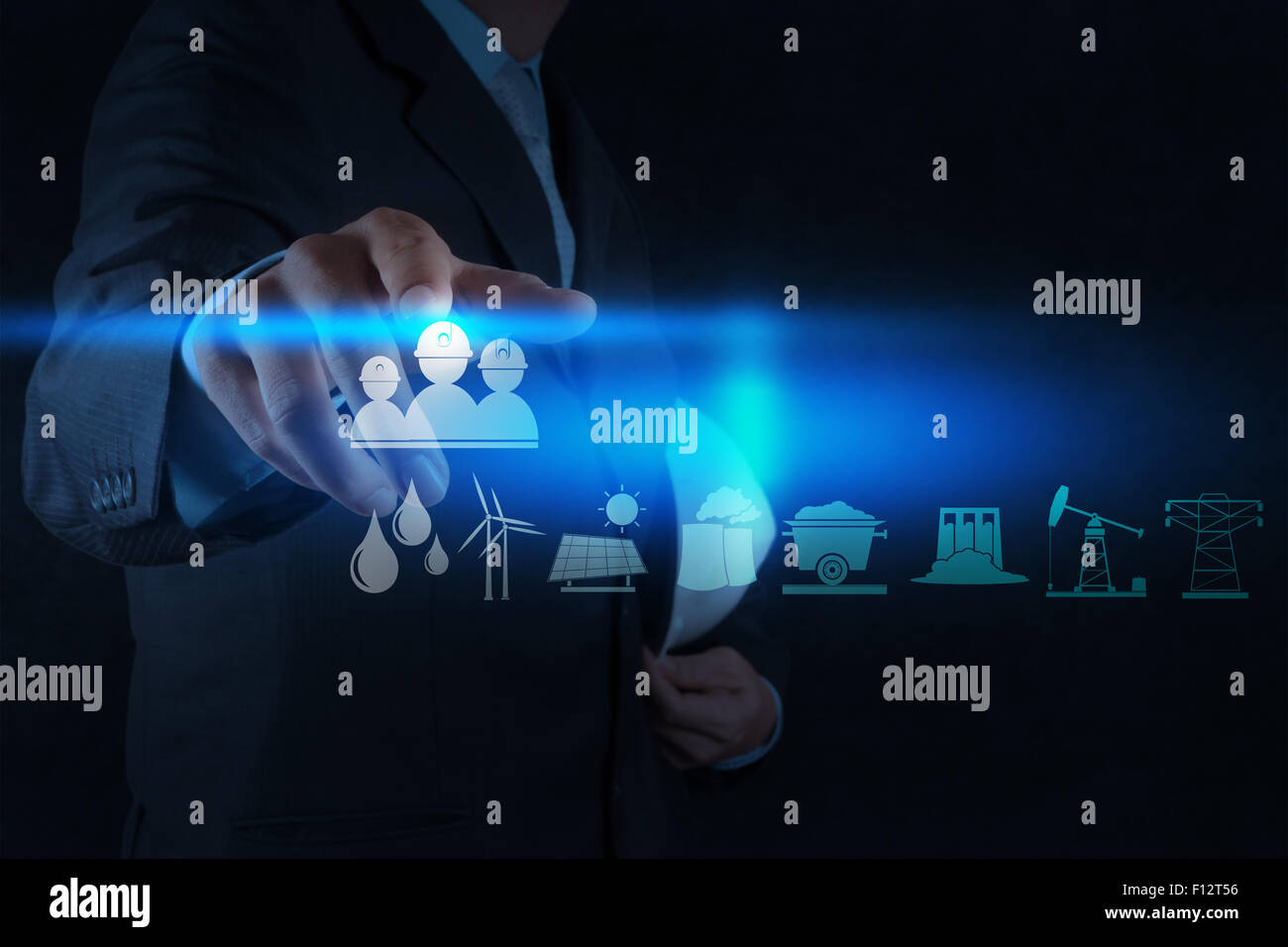 engineer works industry diagram on virtual computer Stock Photo Alamy