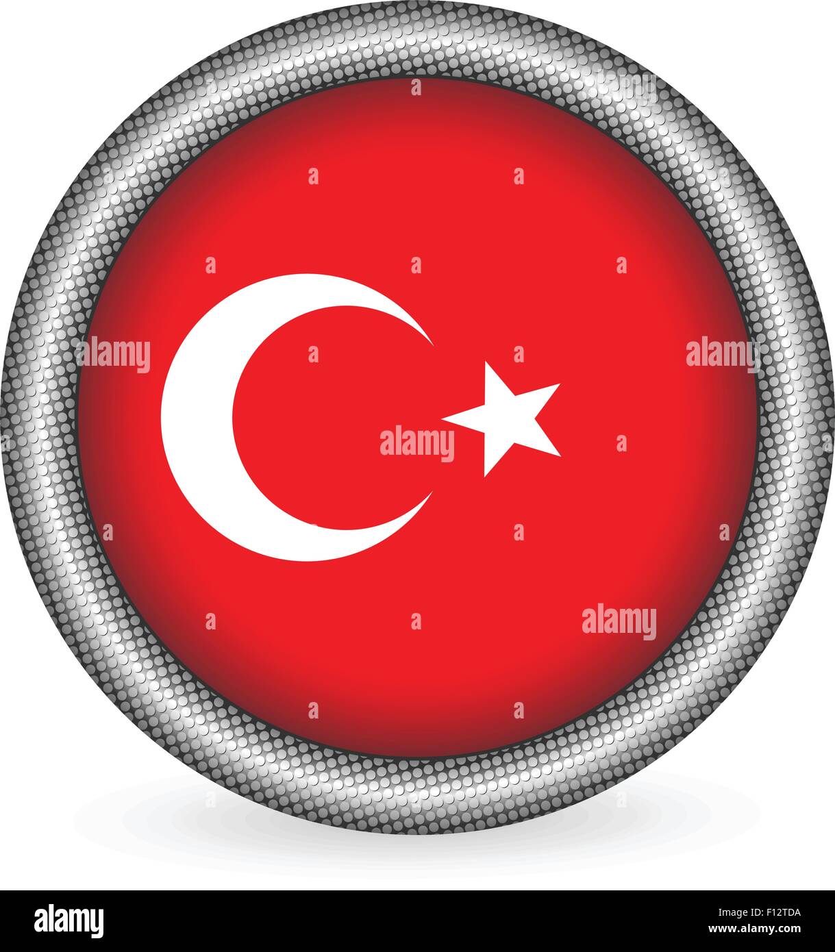Turkey flag button on a white background. Vector illustration Stock