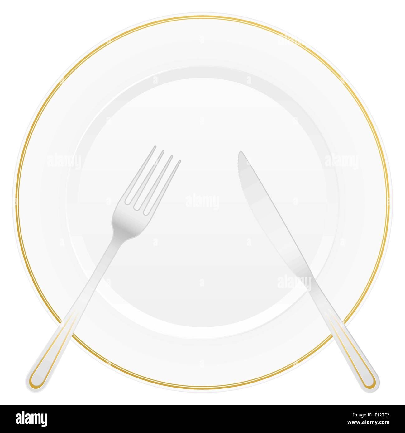 Knife fork and plate Stock Vector Images - Alamy