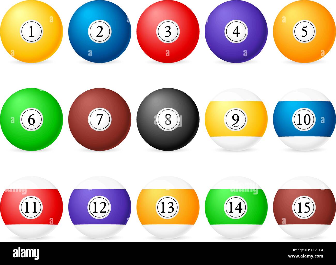 Set of pool balls on a white background. Vector illustration Stock ...