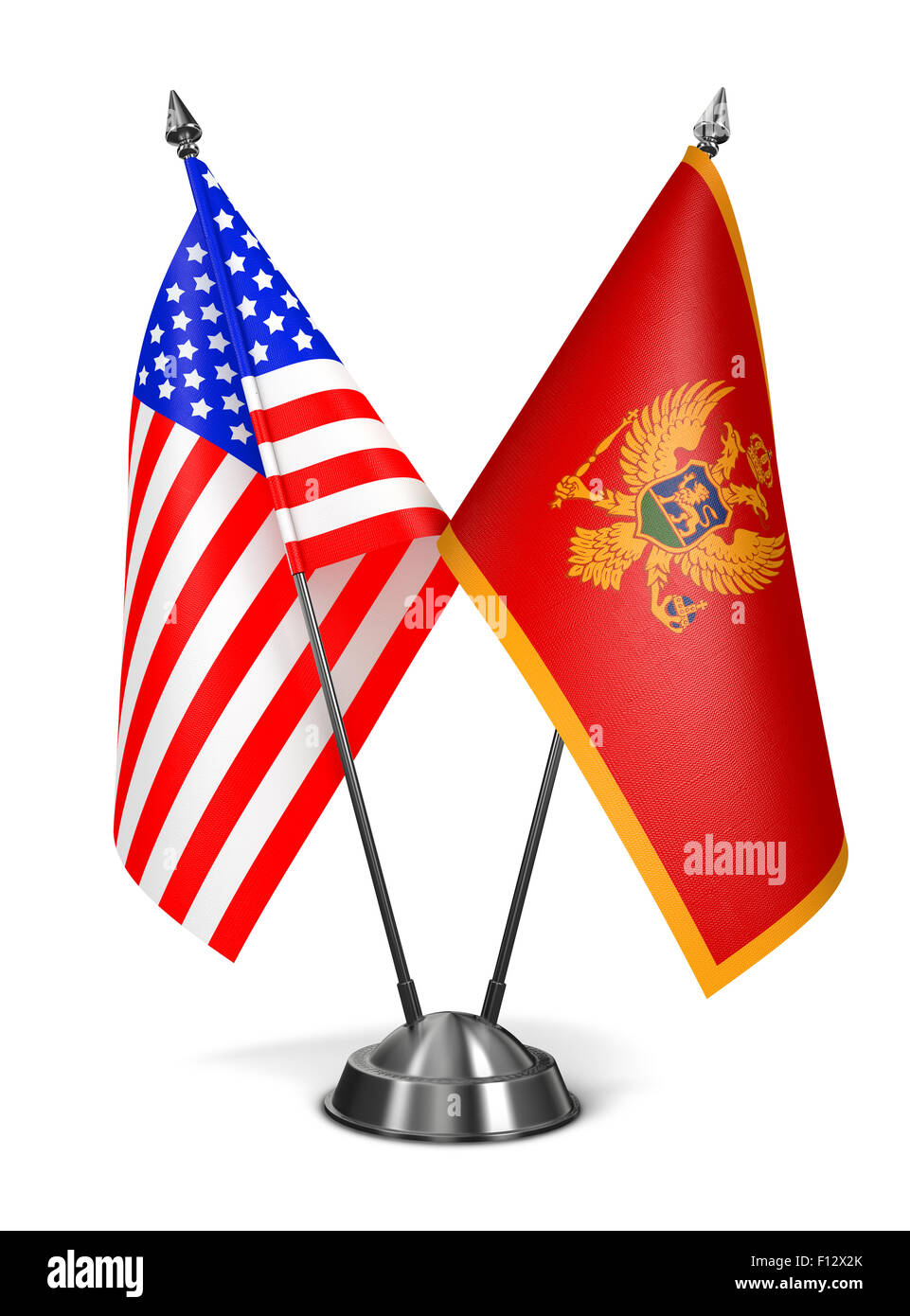 USA and Montenegro - Miniature Flags. Stock Photo