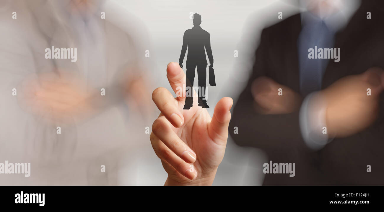 businessman hand choosing people icon as human resources concept Stock ...
