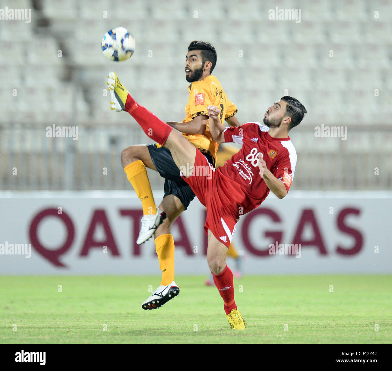 Kuwait City, Kuwait. 25th Aug, 2015. Ahmad Aldhefiri (L) of Kuwait's Al