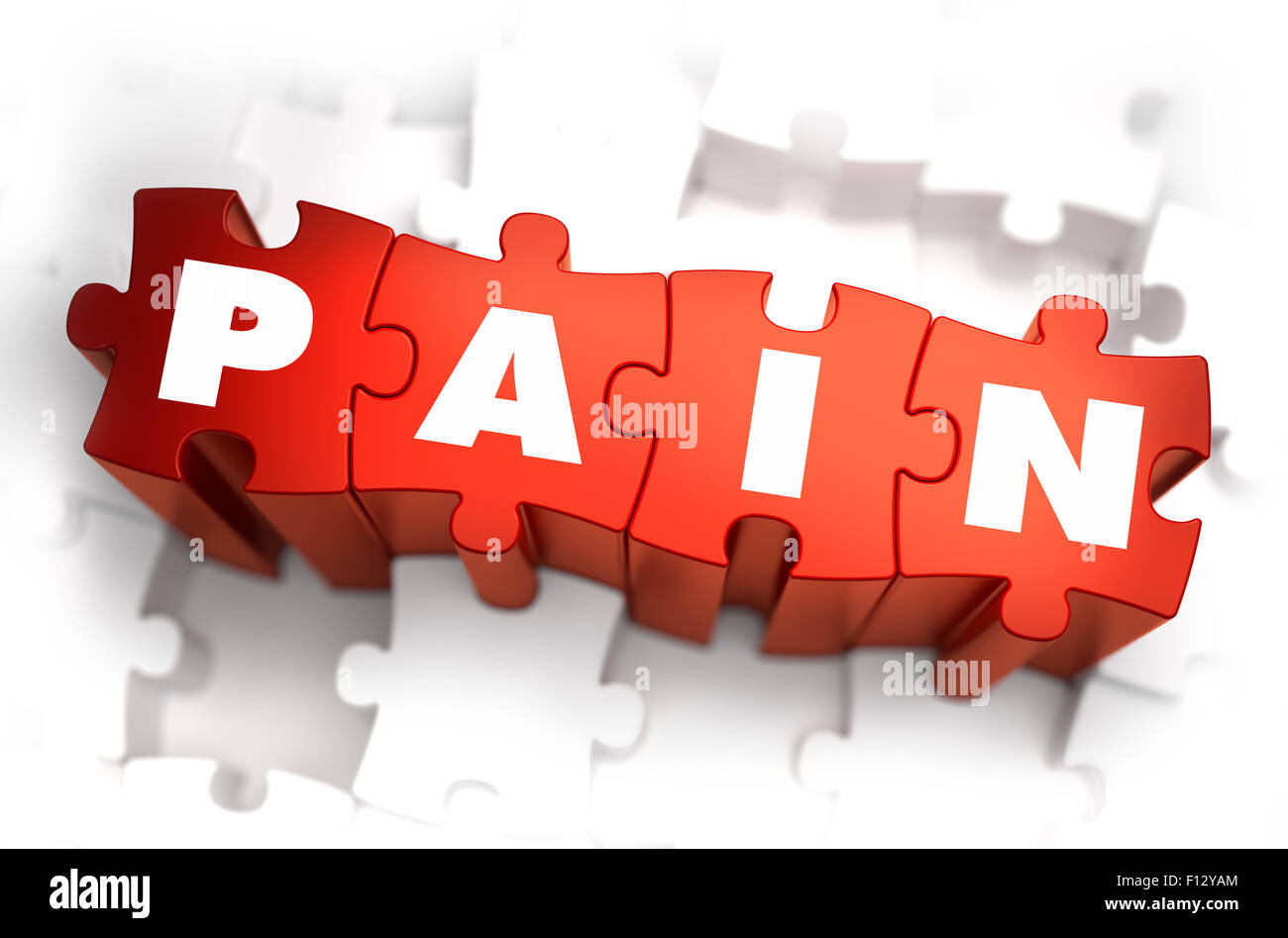 Pain - White Word on Red Puzzles. Stock Photo