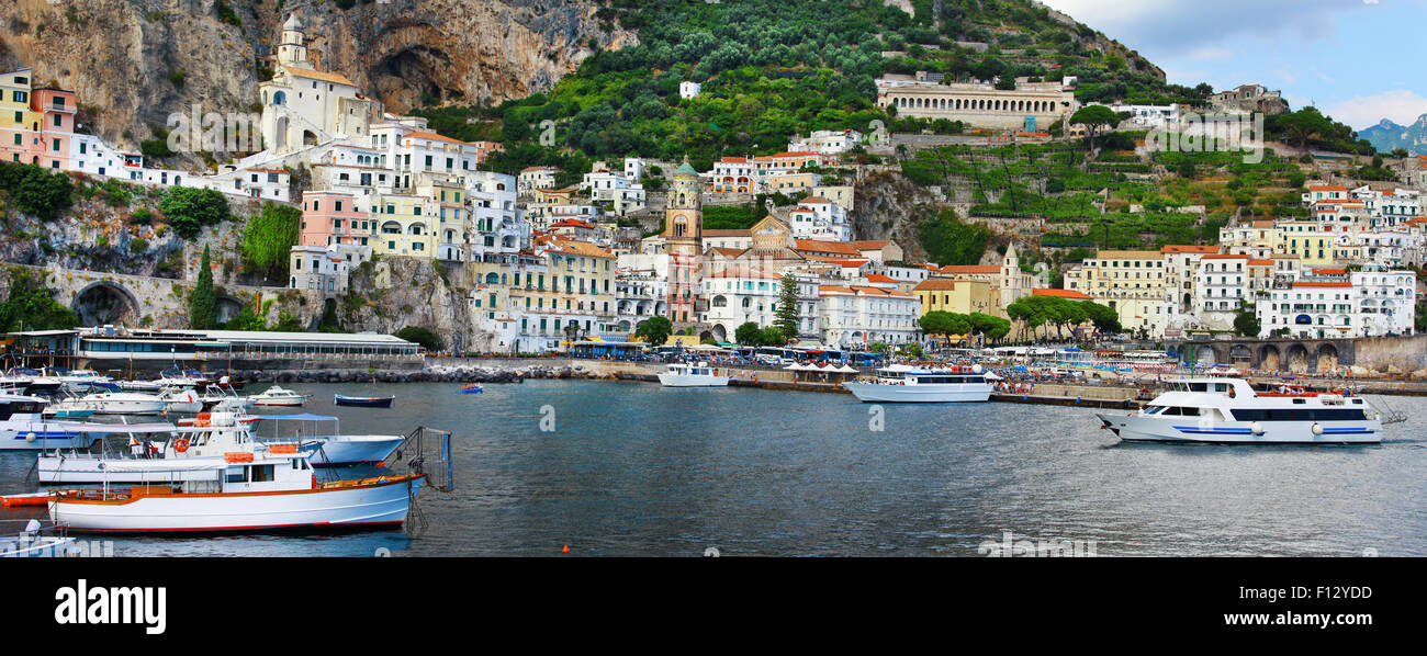 panorama of beautiful Amalfi, Italy Stock Photo