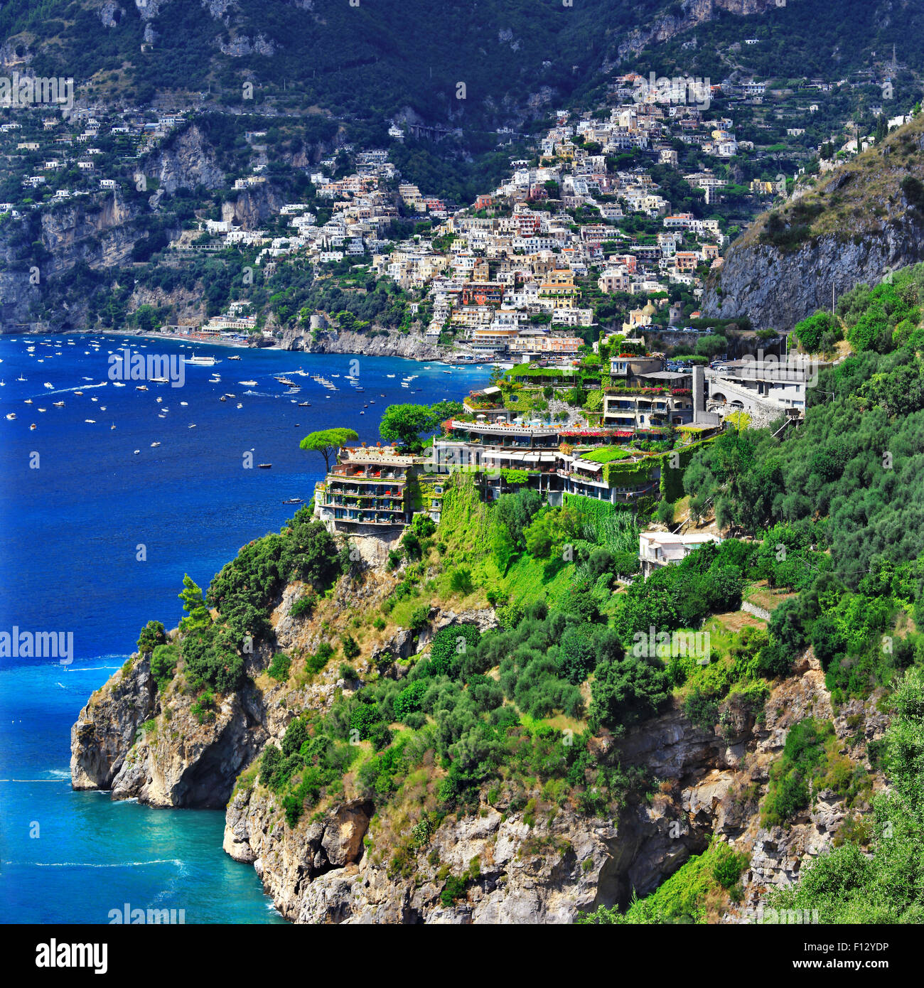 pictorial Amalfi coast of Italy - view of Positano Stock Photo