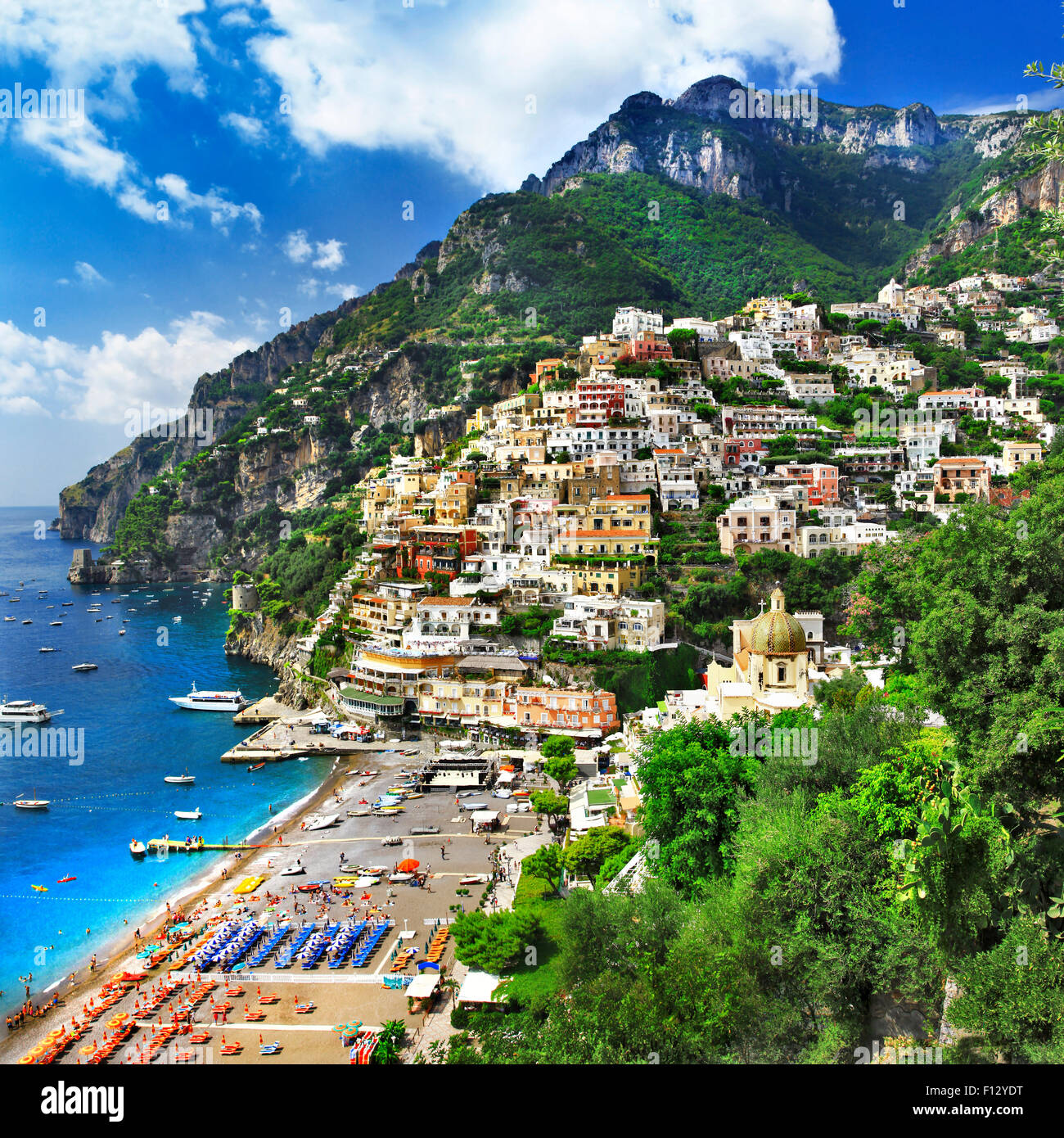 scenic Amalfi coast of Italy -Positano Stock Photo