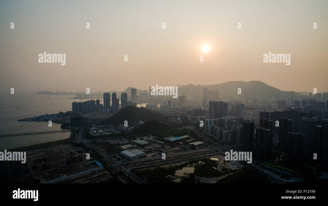 Shenzhen. 25th Aug, 2015. An aerial photo taken on Aug. 25, 2015 shows Shekou area of the Qianhai Free Trade Zone in Shenzhen, south China's Guangdong Province. Shenzhen Special Economic Zone, established on Aug. 26 in 1980 and situated immediately north of Hong Kong Special Administrative Region, is China's first and one of the most successful Special Economic Zones. © Mao Siqian/Xinhua/Alamy Live News Stock Photo