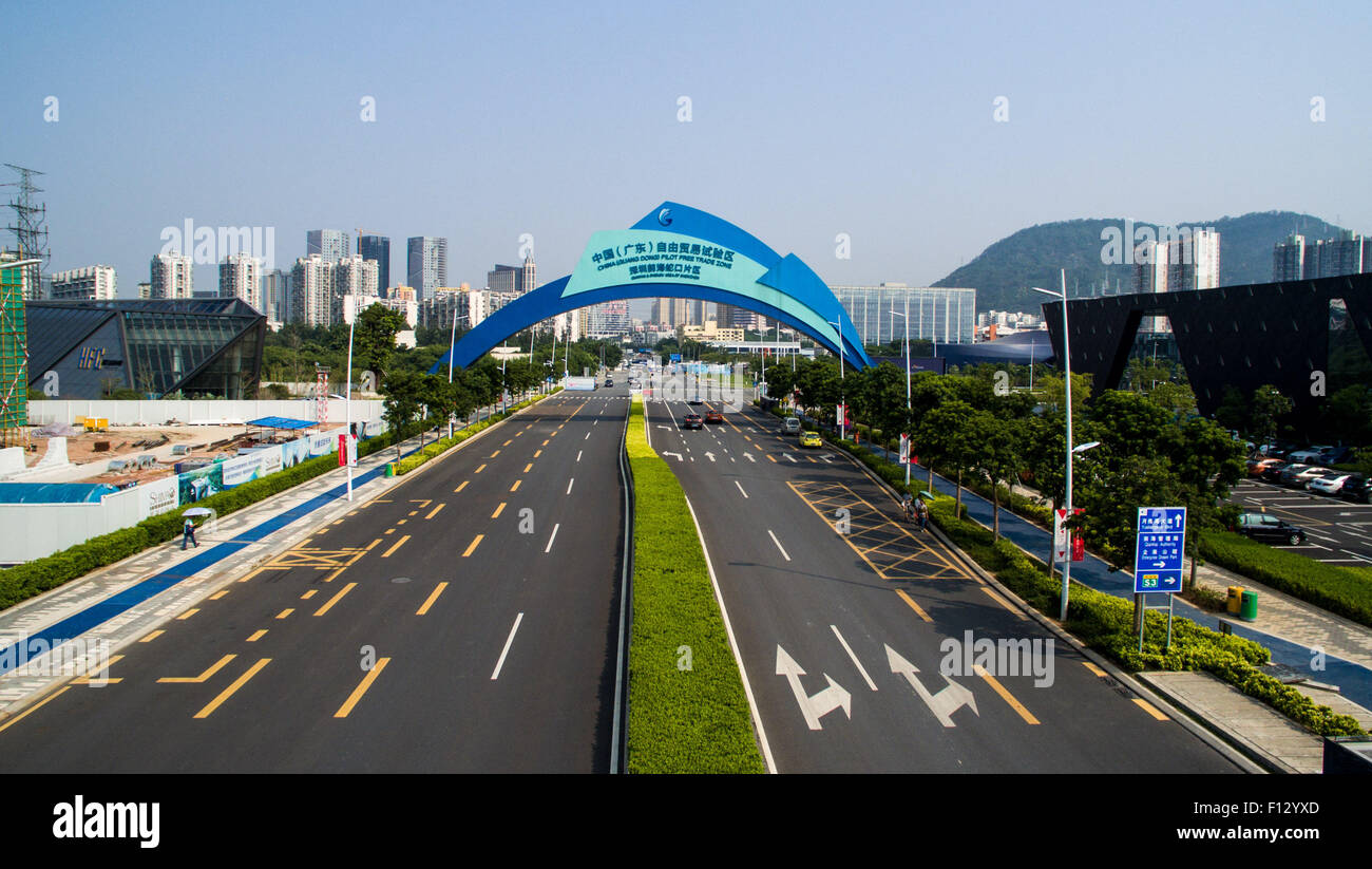 Shenzhen. 24th Aug, 2015. Photo taken on Aug. 24, 2015 shows Shekou area of the Qianhai Free Trade Zone in Shenzhen, south China's Guangdong Province. Shenzhen Special Economic Zone, established on Aug. 26 in 1980 and situated immediately north of Hong Kong Special Administrative Region, is China's first and one of the most successful Special Economic Zones. © Mao Siqian/Xinhua/Alamy Live News Stock Photo