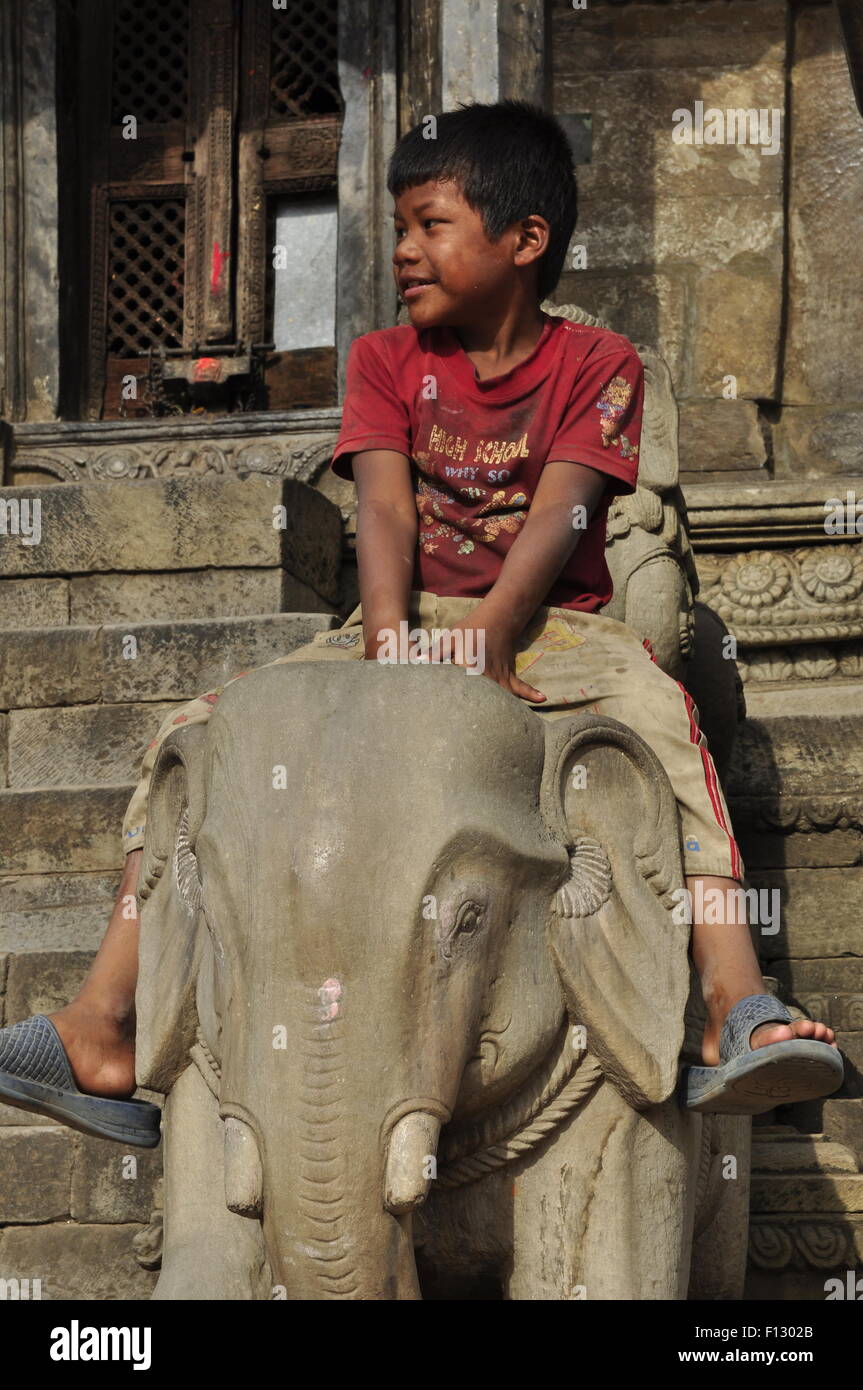 Street Photo of People in traditional clothing - Nepal Stock Photo