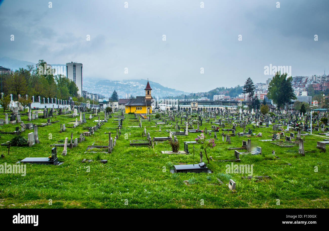 Graveyard in Sarajevo, Bosnia and Herzegovina Stock Photo
