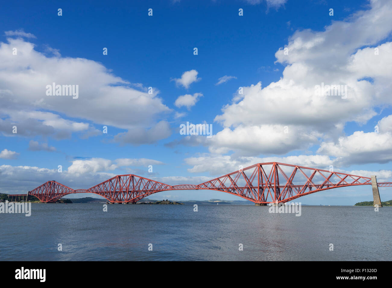 View of Forth Rail Bridge crossing the River Forth from South Queensferry in Scotland United Kingdom Stock Photo