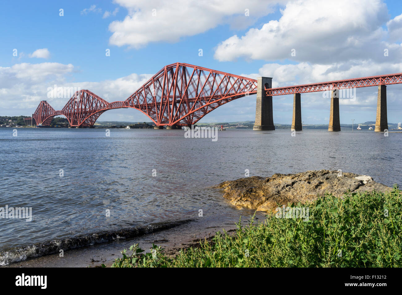 View of Forth Rail Bridge crossing the River Forth from South Queensferry in Scotland United Kingdom Stock Photo