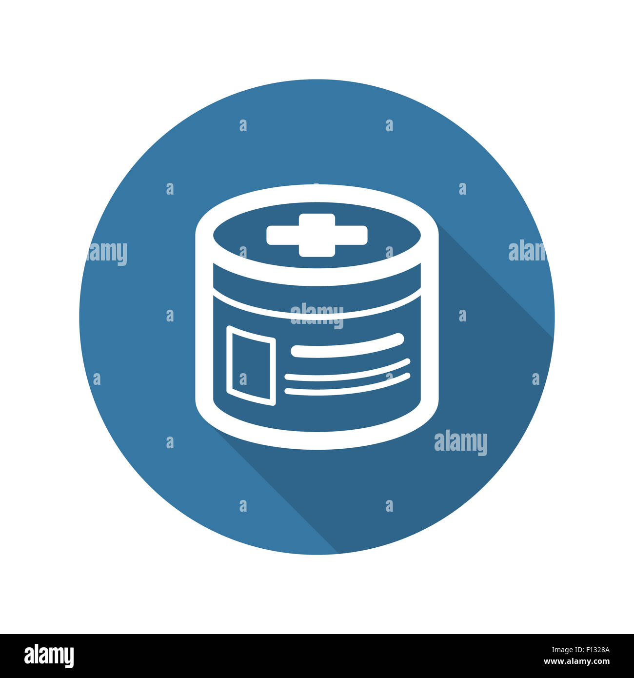 Pharmaceutical Drugs and Medical Services Icon. Flat Design. Isolated. Long Shadow. Stock Photo