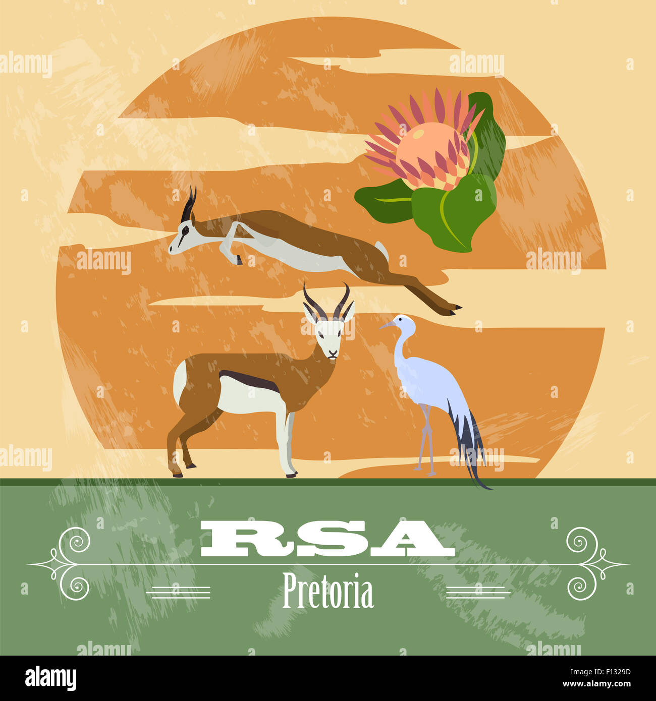 RSA. Retro styled image. Vector illustration Stock Photo
