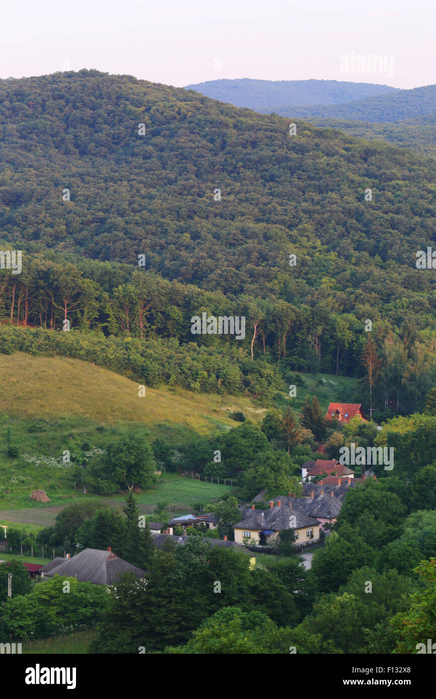 The small village of Lator puszta right on the edge of the Bükk National Park. Stock Photo