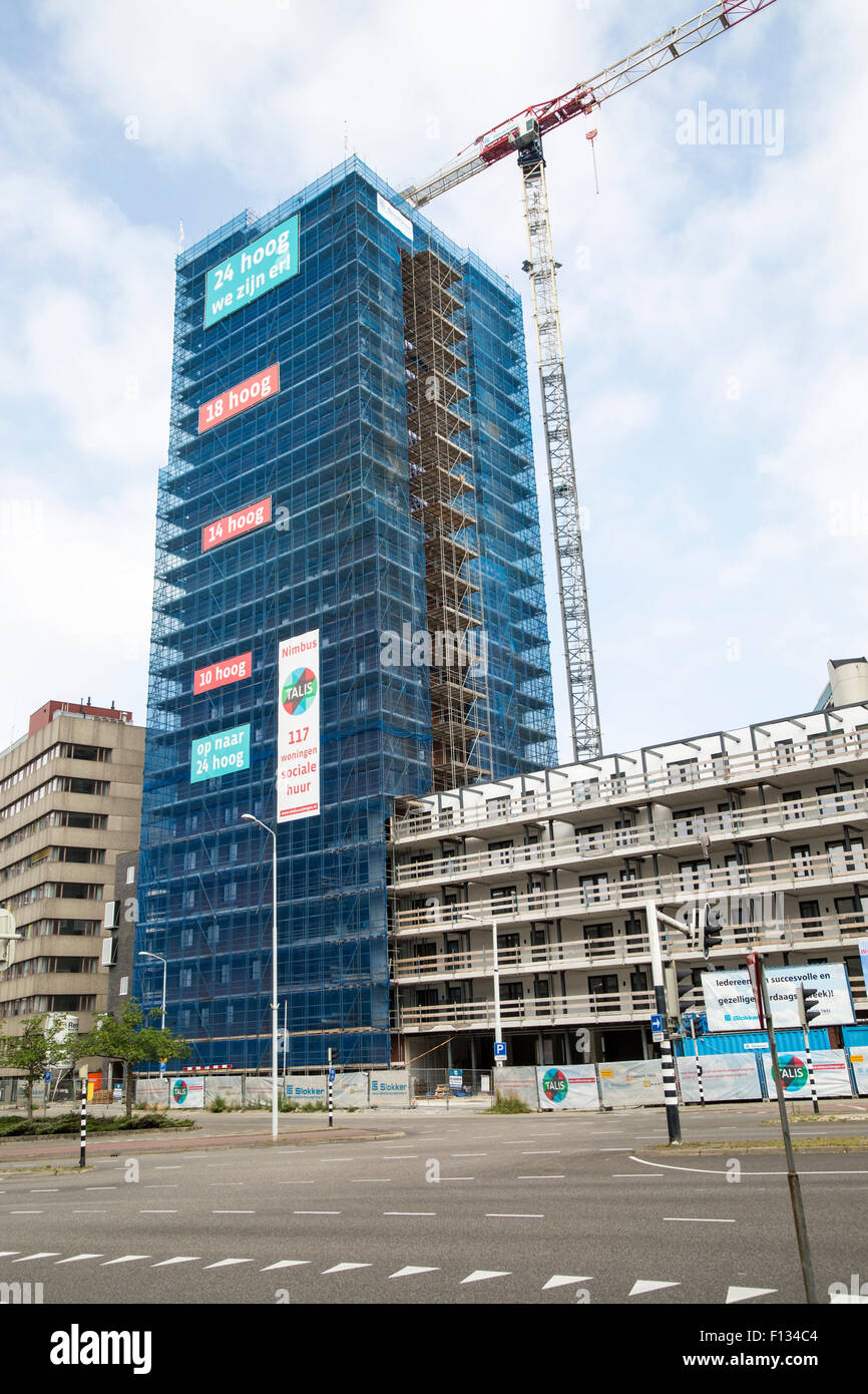 High rise tower block building under construction, Nijmegen ...