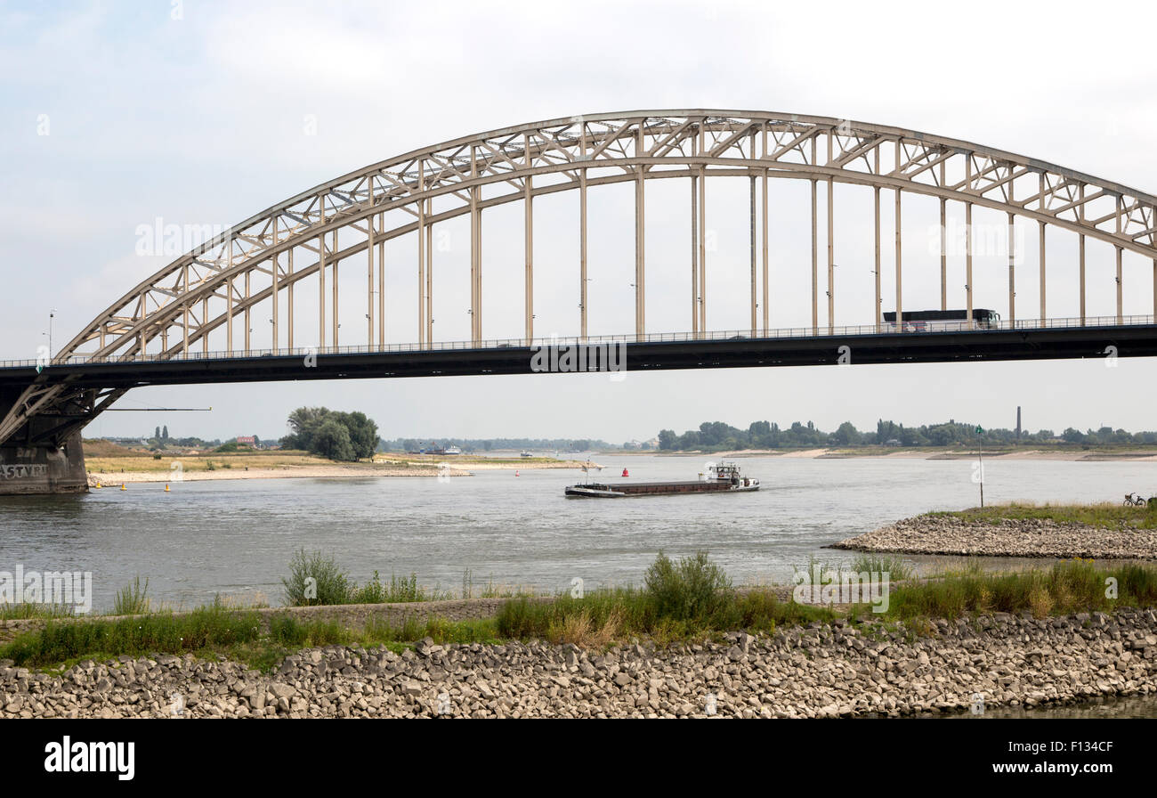 Waalbrug bridge crossing River Waal, Nijmegen, Gelderland, Netherlands Stock Photo