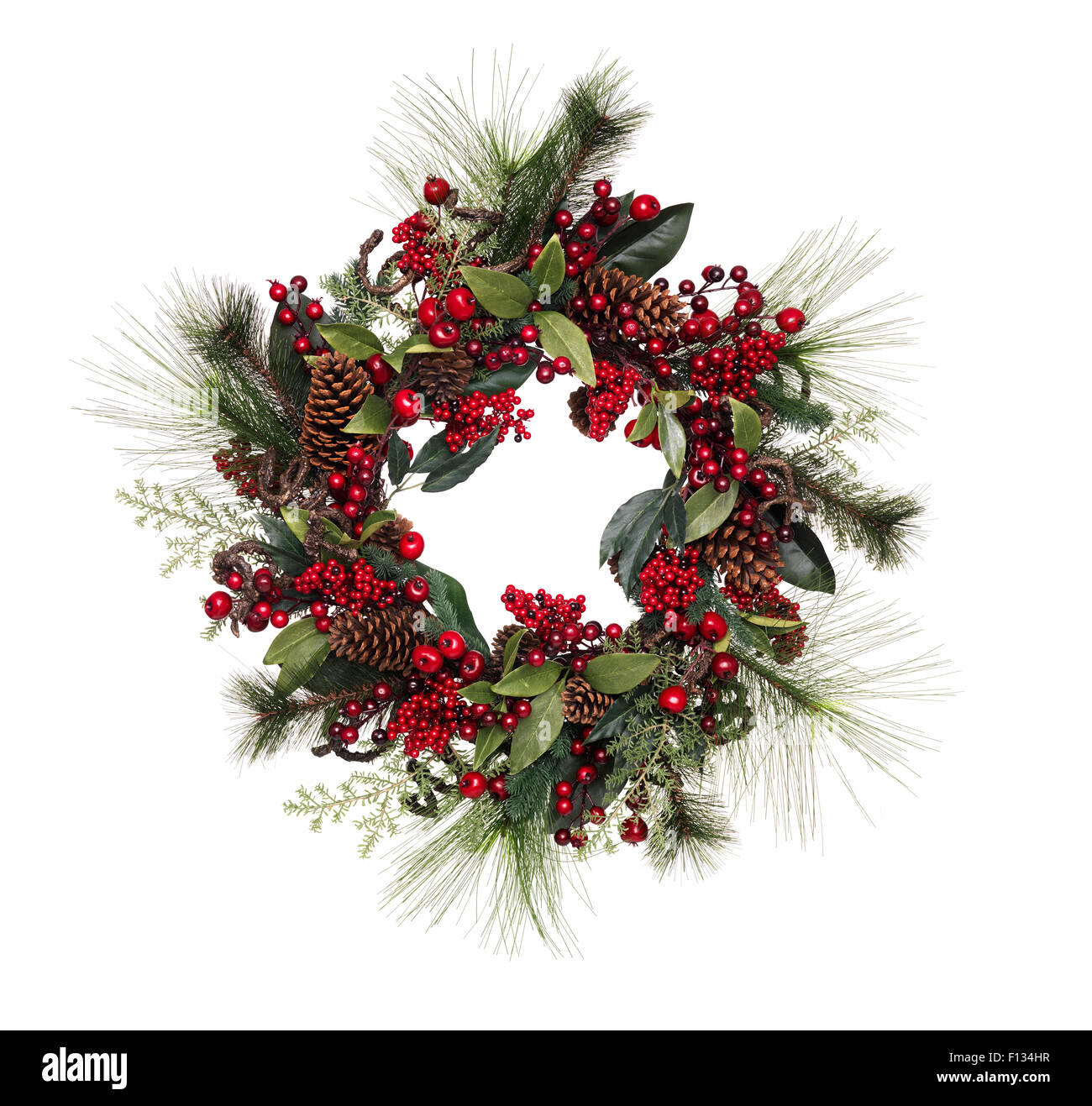 Isolated Christmas Wreath Stock Photo