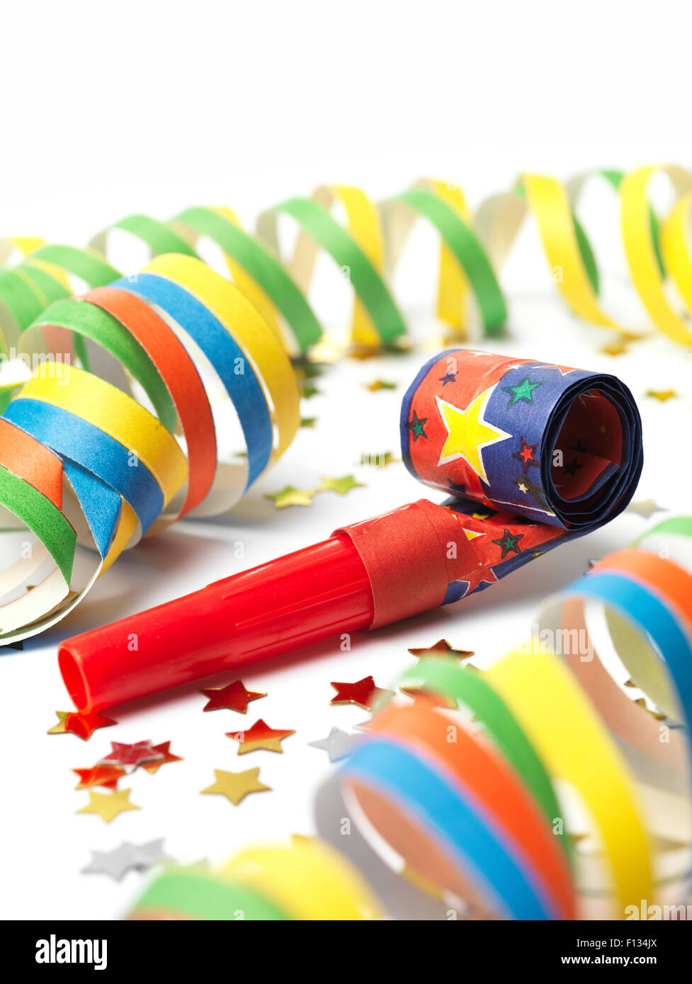 Party Horn Blower with streamers Stock Photo Alamy