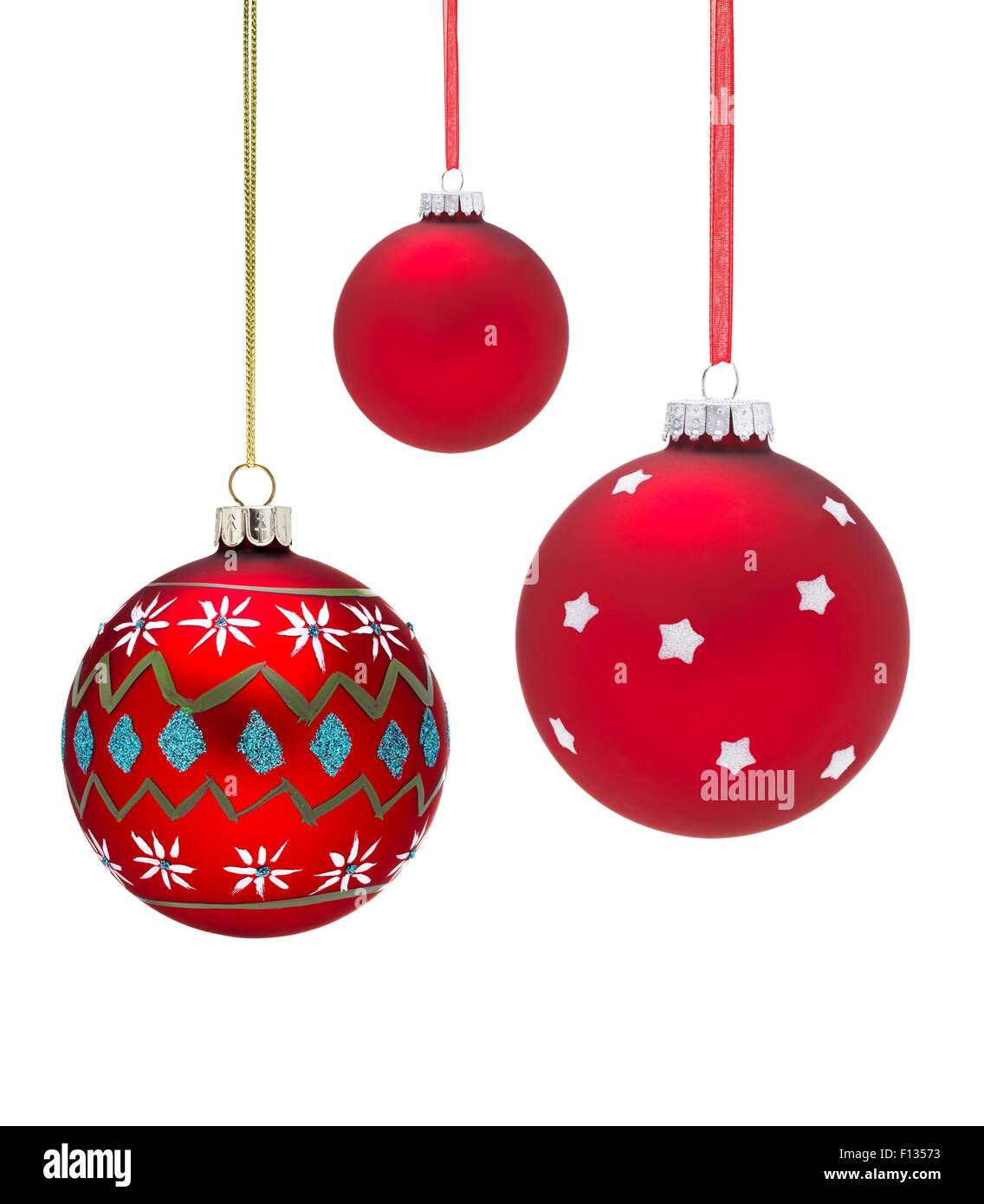 Christmas Baubles with a white background Stock Photo