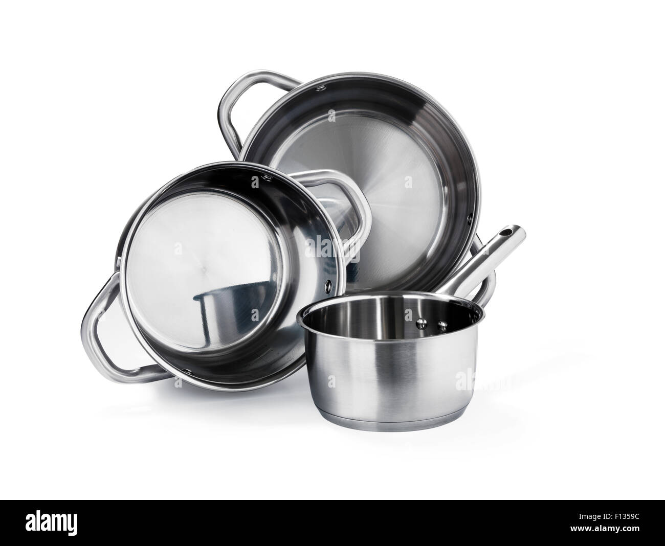 Stainless steel pots Stock Photo Alamy