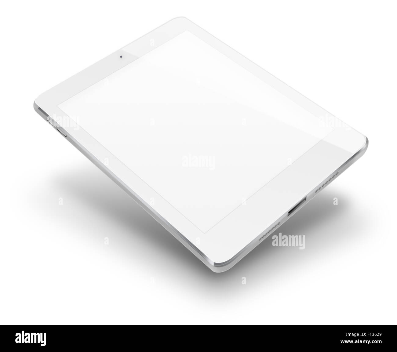 Tablet computer with blank screen isolated on white background. Highly detailed illustration. Stock Photo