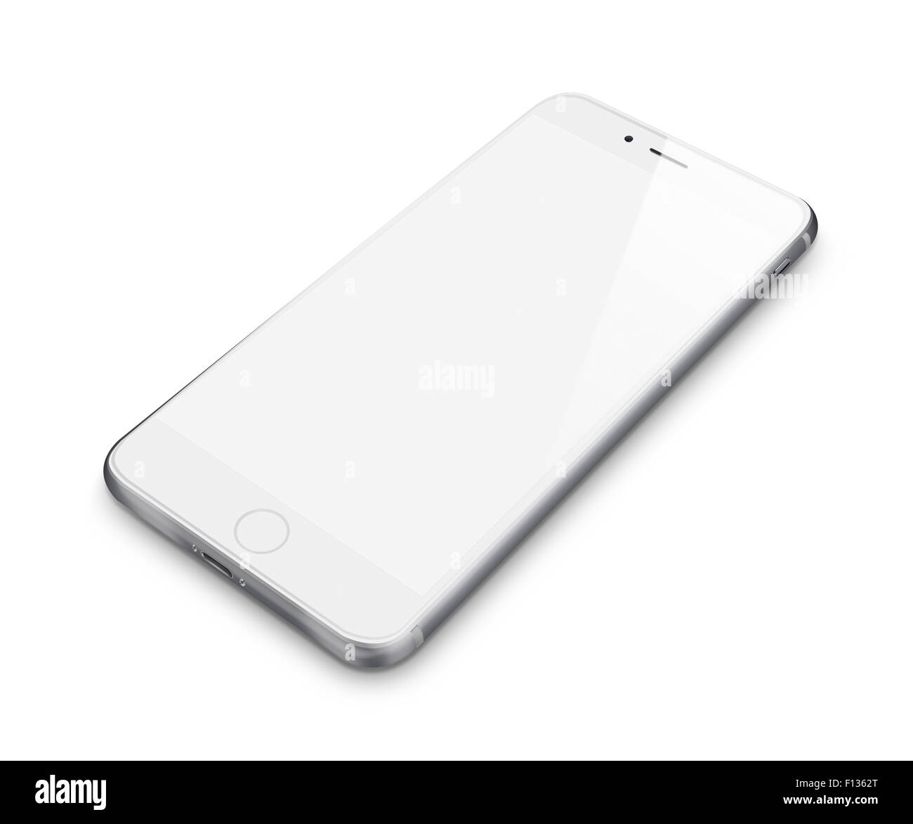Realistic mobile phone with blank screen isolated on white background ...