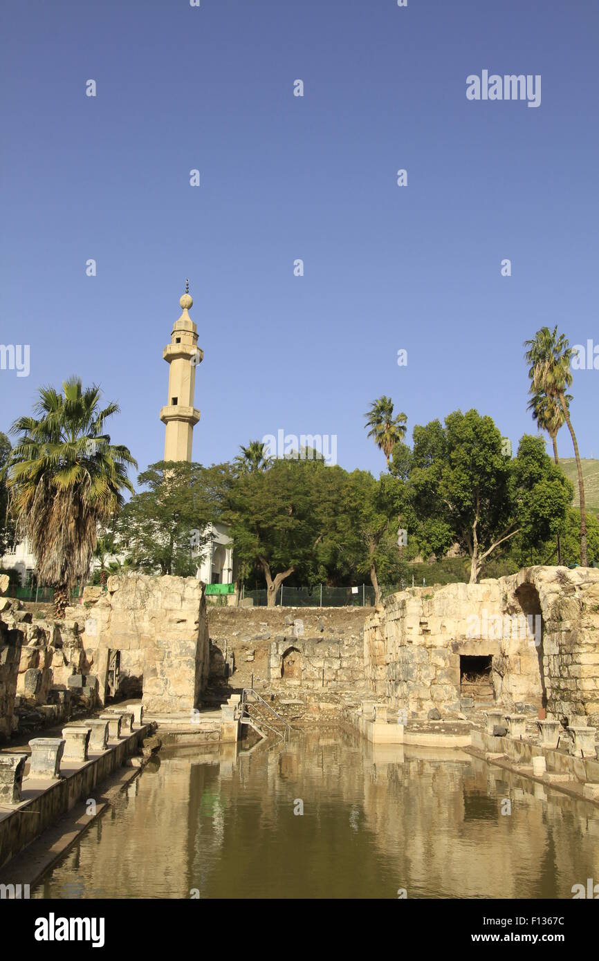 Israel, the Frigidarium, a cold water pool in the ancient Roman baths of Hamat Gader Stock Photo