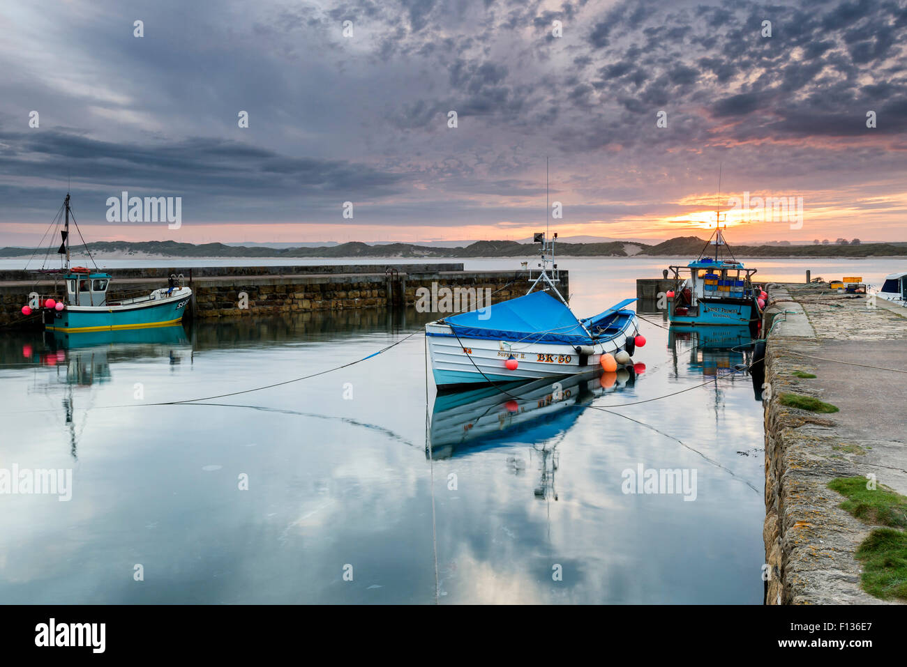 Sunset at Beadnel Harbour Stock Photo