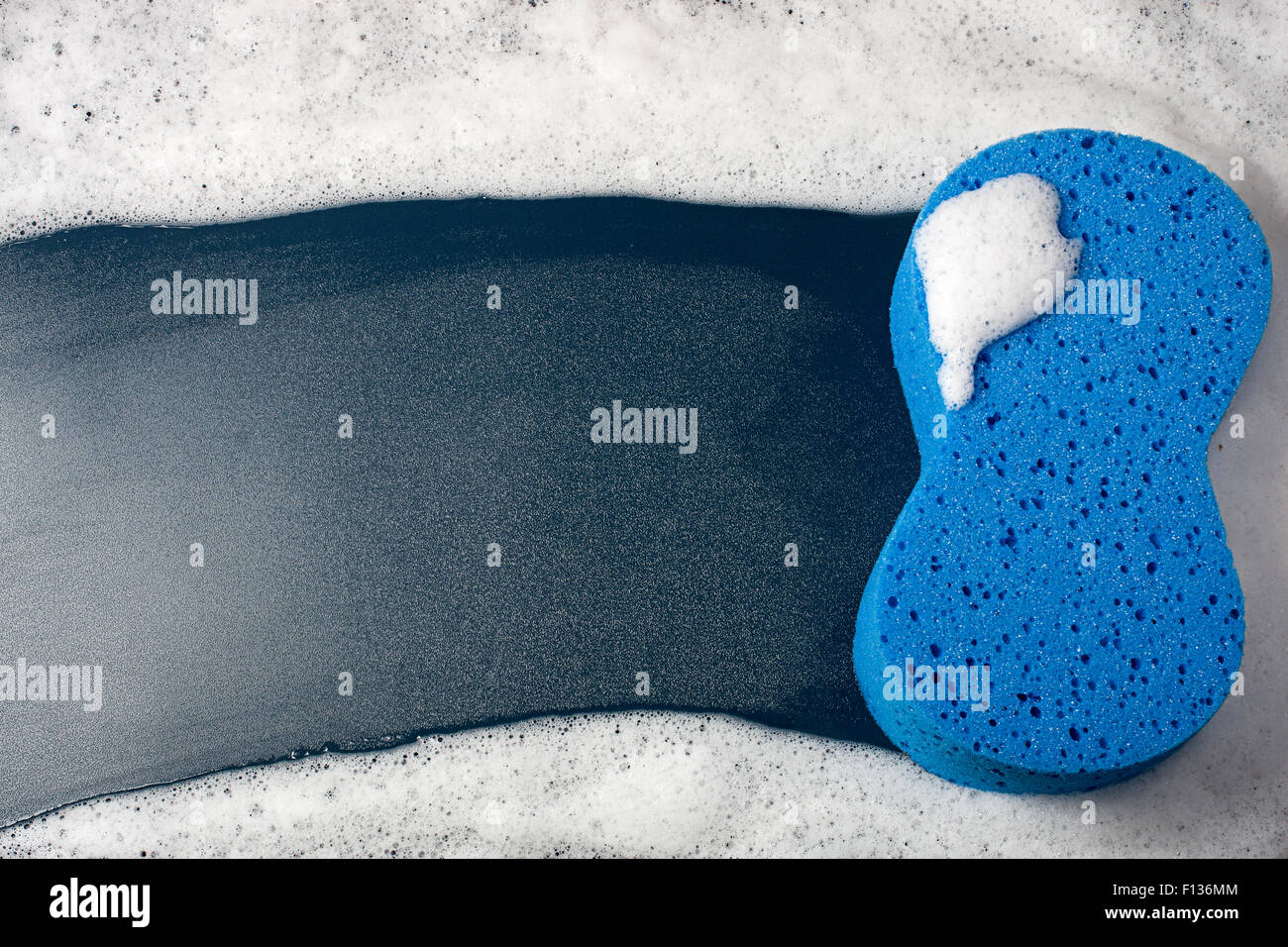 Blue Sponge for Cleaning with Copy Space Stock Photo Alamy
