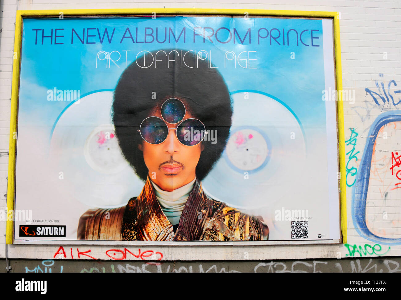 Werbeplakat fuer ein Konzert von 'Prince', Berlin. Stock Photo