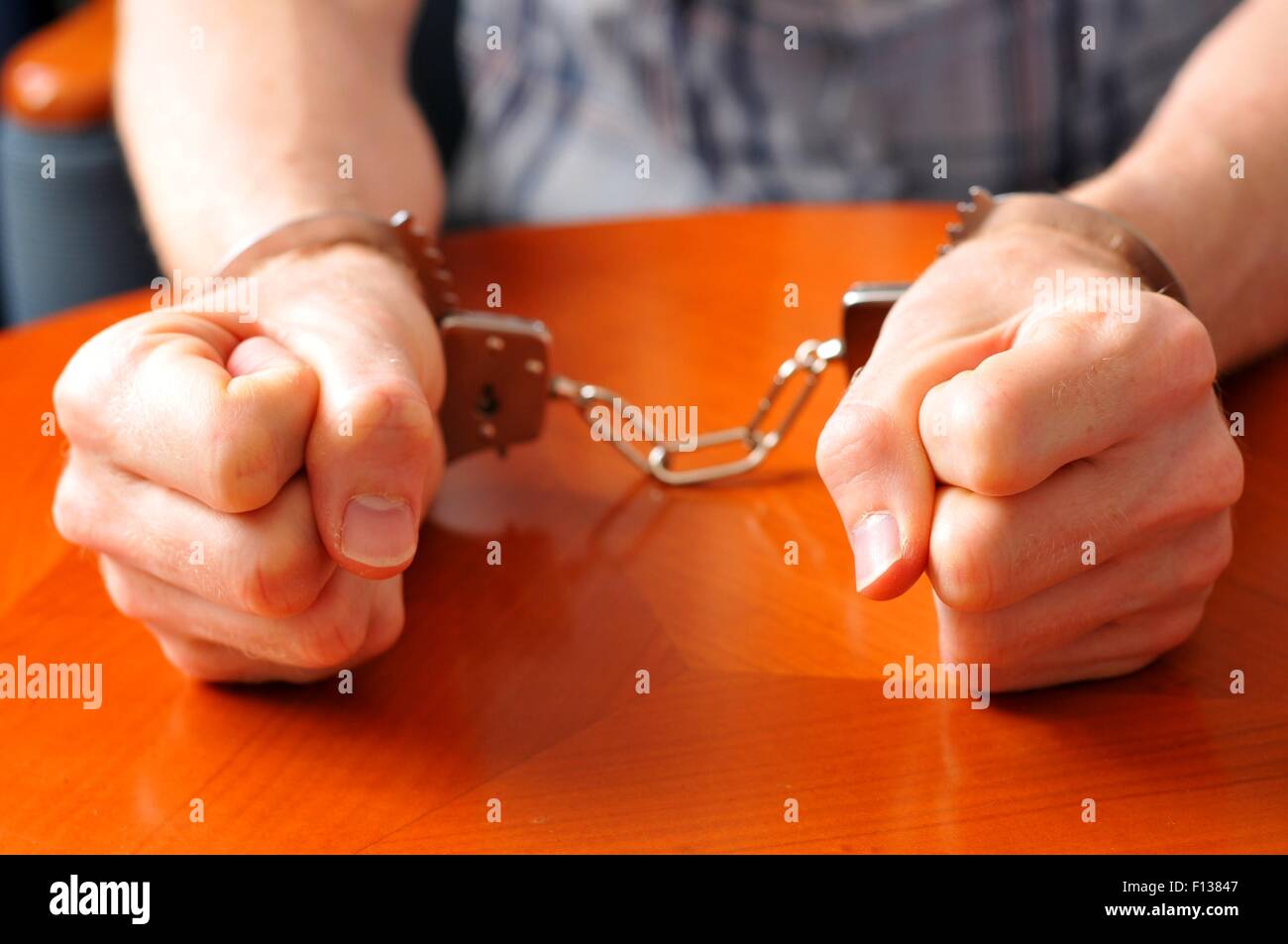 Corruption concept with handcuffed man Stock Photo