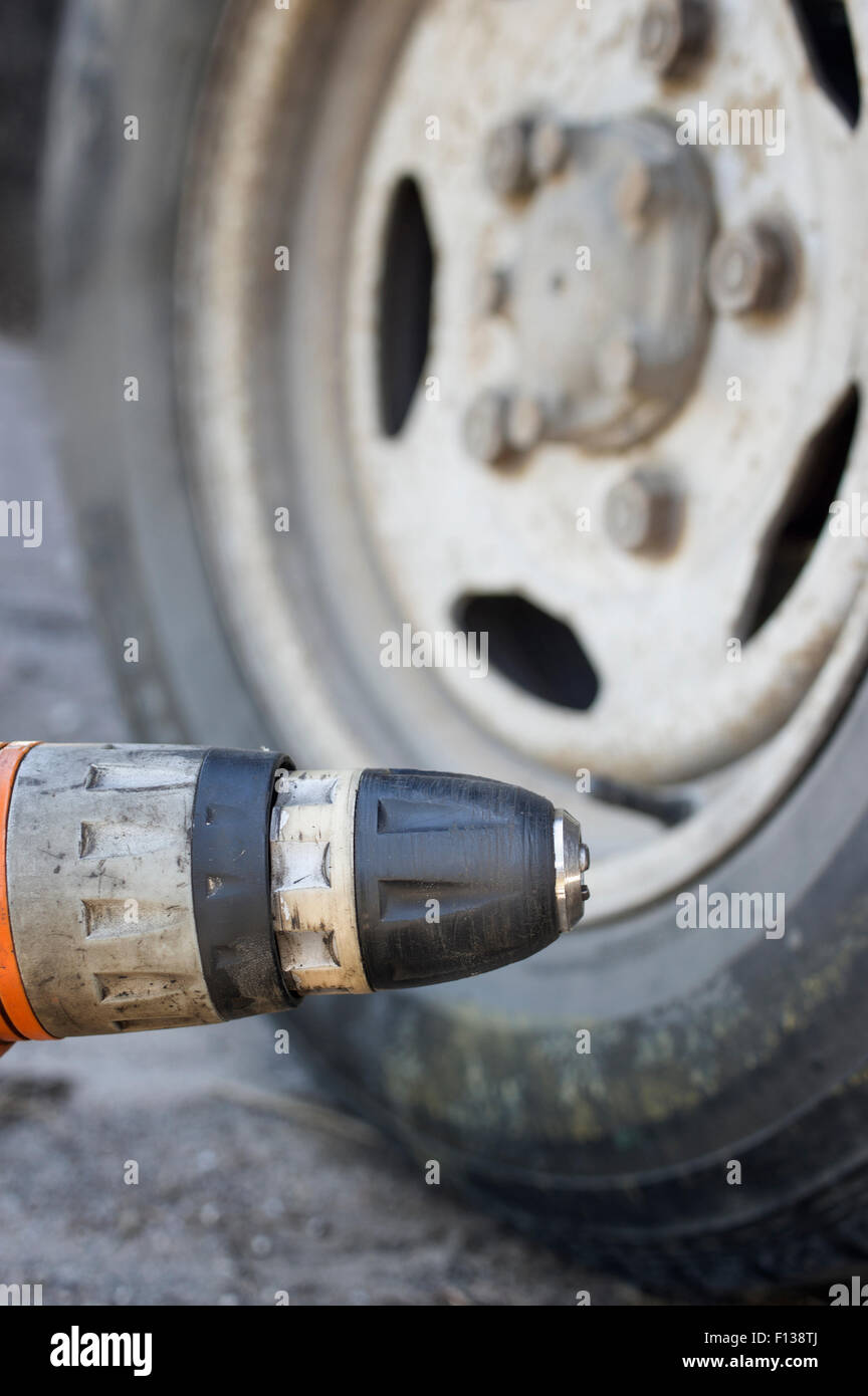 Drill And Tire Stock Photo Alamy