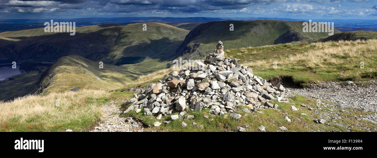 Summer, summit Cairn of High Street fell, Lake District National Park